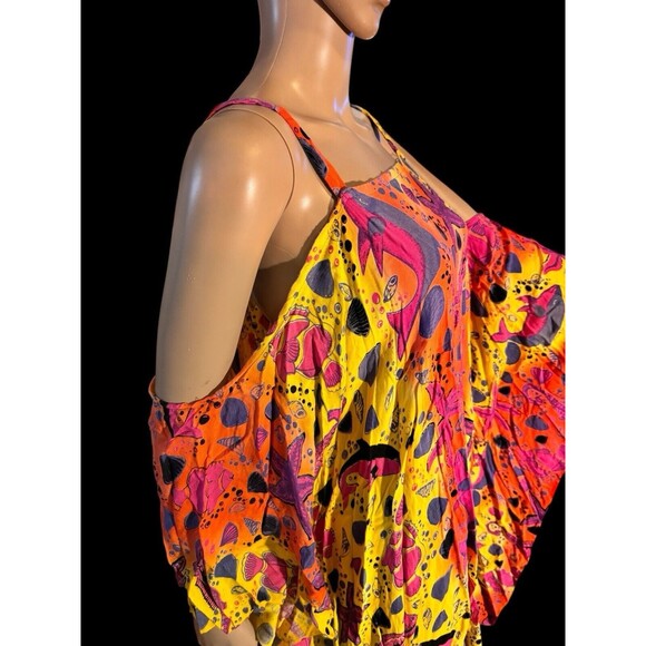L.G. Sport Tie Dye Kaftan Swim Cover-Up Sleeveless fish shell seahorse beach - Picture 8 of 12